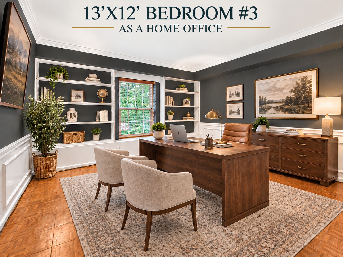 Bedroom three, shown as an office