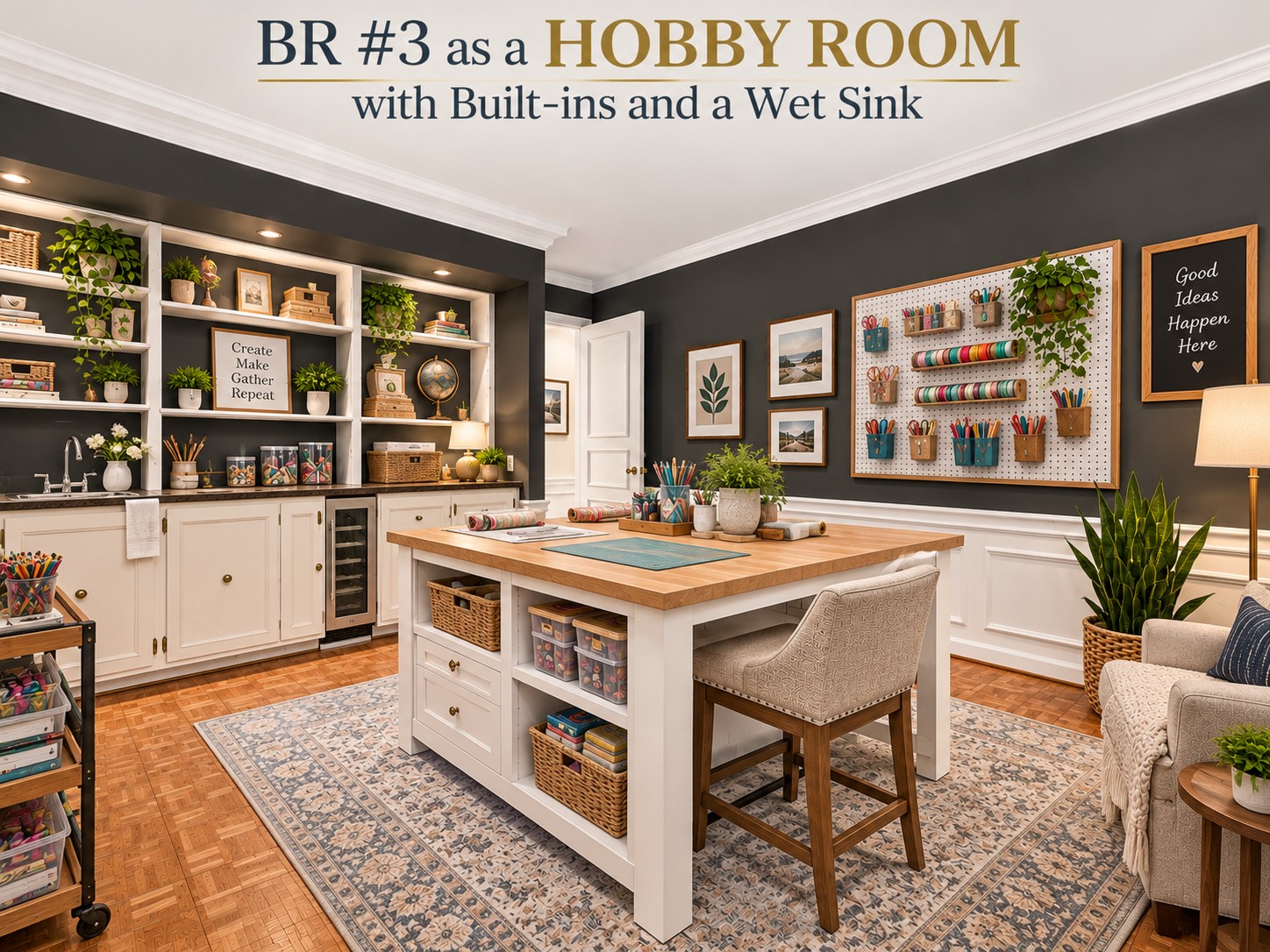 Bedroom three, shown as a hobby room